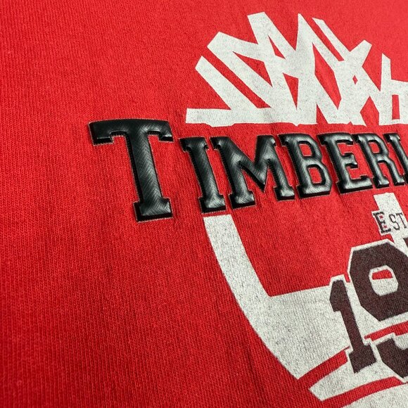 Vintage Timberland Shirt Mens Extra Large Red Puff Logo Heavy Tee Made In USA 1 - Picture 6 of 11